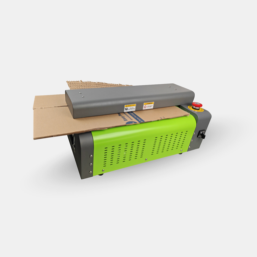 X70 tabletop cardboard shredder cutting corrugated cardboard into eco-friendly packaging material