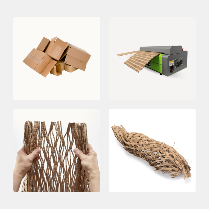 Recycled honeycomb cardboard padding made with X70 tabletop shredder