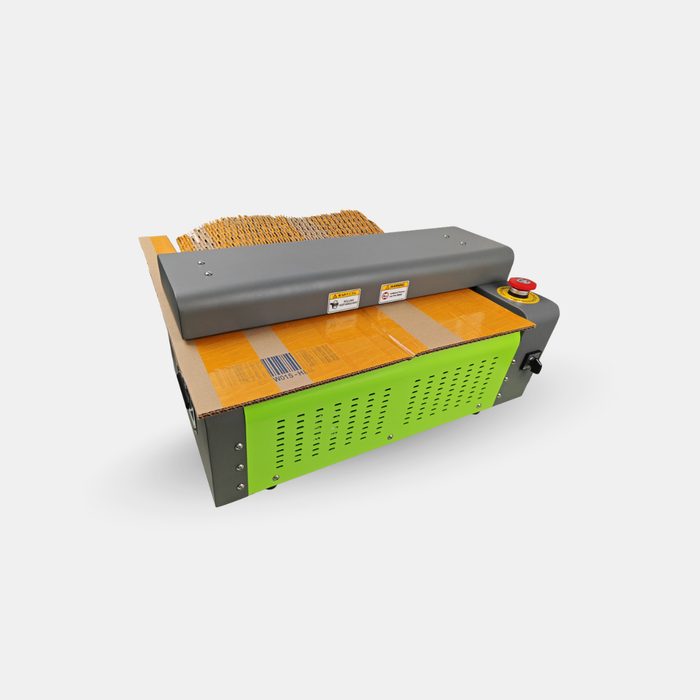 X71 tabletop cardboard shredder cutting corrugated cardboard into eco-friendly honeycomb packaging