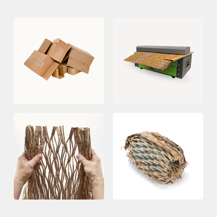 Honeycomb cardboard filler made with X72 tabletop shredder for eco packaging