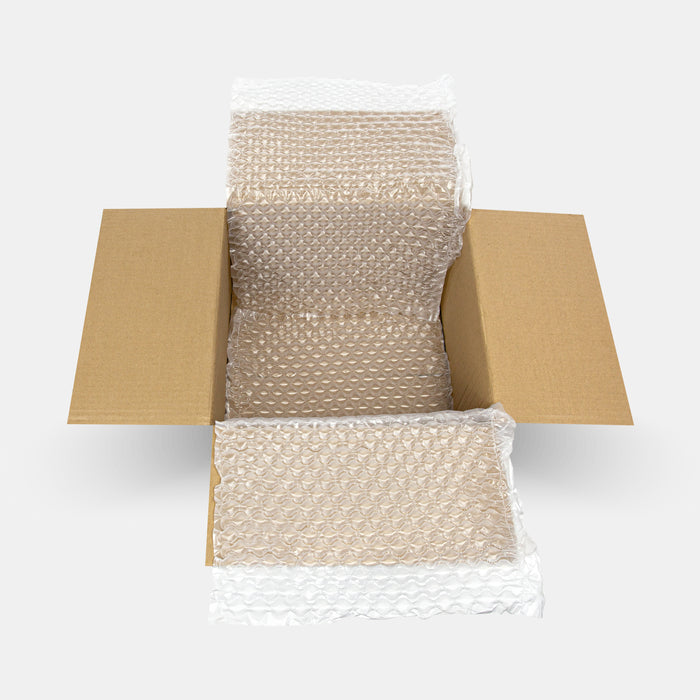 Open box with air protective film roll partially unrolled