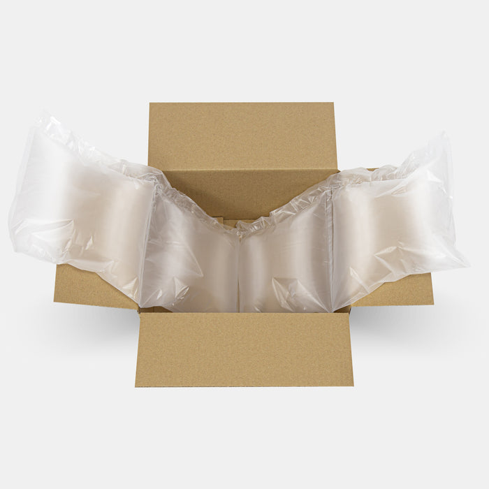 Open box with partially unrolled 200 × 200 mm air pillow film