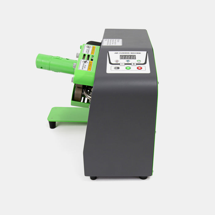 Front of D10 machine showing green roller arm and output area