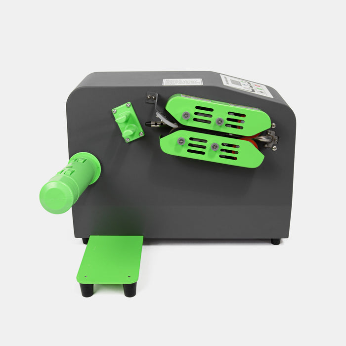 Left side of D10 machine showing green roller arm and output area