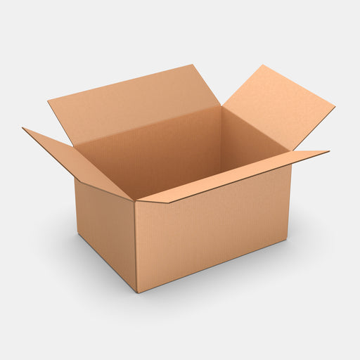 DPD L100% parcel locker box 600×420×350 mm – open cardboard box on white background