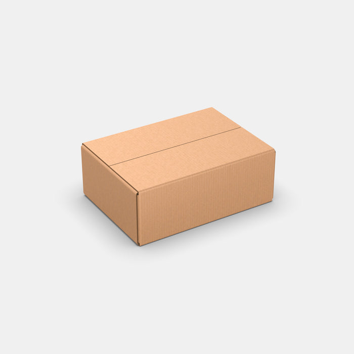 DPD M50% parcel locker box 300×420×160 mm – closed cardboard box on white background