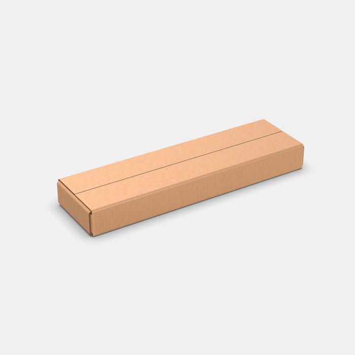 DPD XS parcel cardboard box 600×170×70 mm – closed box on white background
