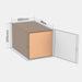 Omniva L100% parcel locker box 630×370×380 mm placed inside parcel locker compartment with dimensions labeled