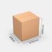 Omniva L50% parcel locker box 320×370×380 mm – closed cardboard box with dimensions labeled on white background