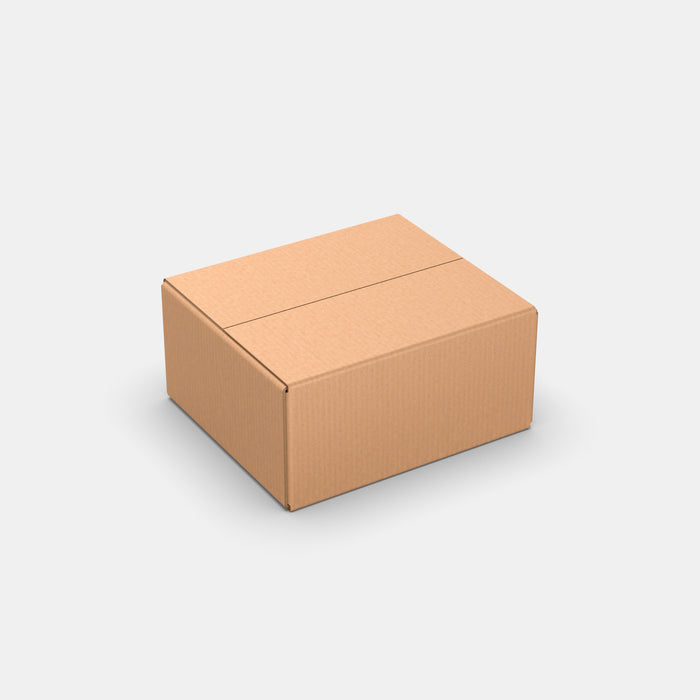 Omniva M50% parcel locker box 320×370×180 mm – closed cardboard box on white background