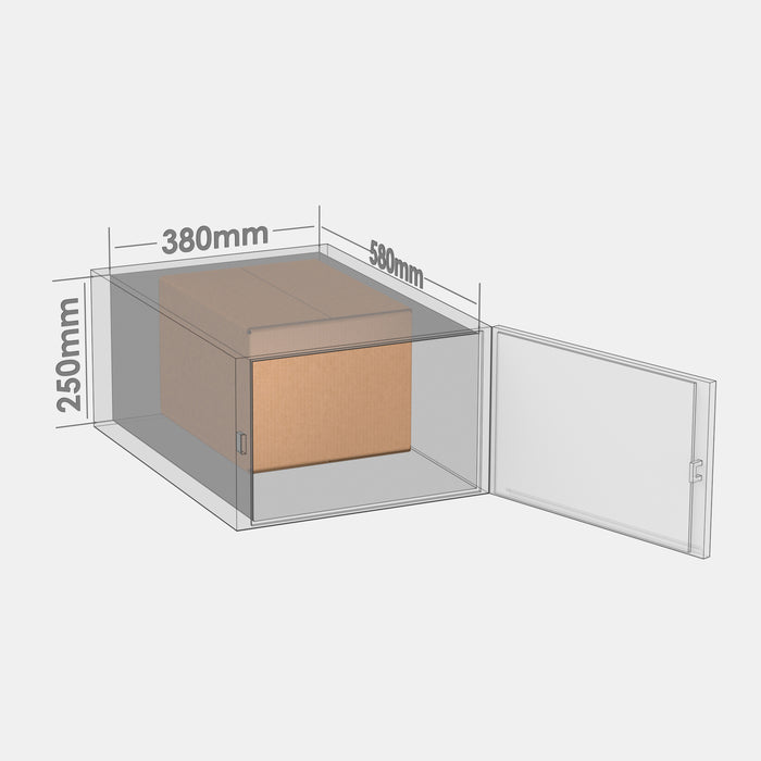 PASTS M 50% parcel locker box 290×370×240 mm – cardboard box placed in M-size parcel locker compartment