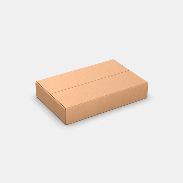 PASTS S 100% parcel locker box 570×370×110 mm – closed cardboard box on white background