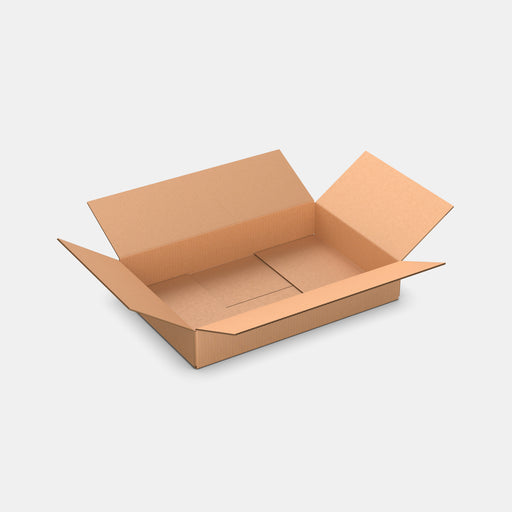 PASTS S 100% parcel locker box 570×370×110 mm – open cardboard box on white background