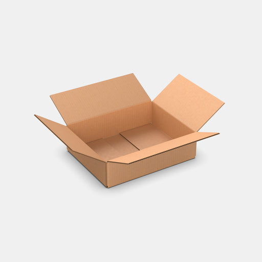 PASTS S 50% parcel locker box 290×370×110 mm – open cardboard box on white background