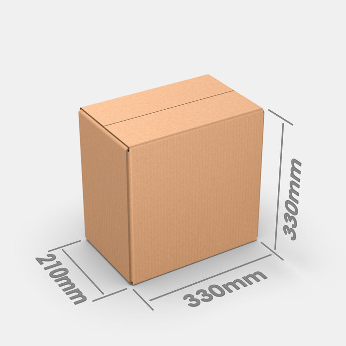 Smart Posti L 50% parcel locker box 210×330×610 mm – cardboard box with dimensions labeled on white background