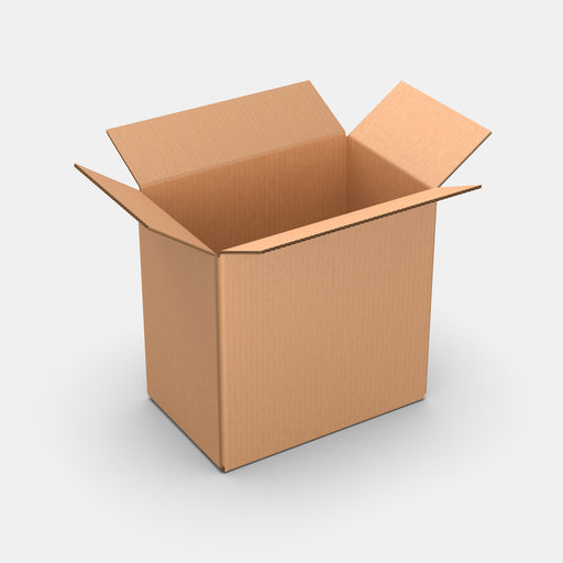 Smart Posti L 50% parcel locker box 210×330×610 mm – open cardboard box on white background