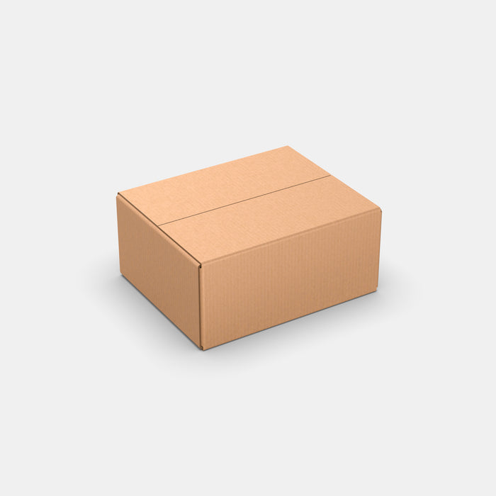 Smart Posti M 100% parcel locker box 410×330×360 mm – closed cardboard box on white background