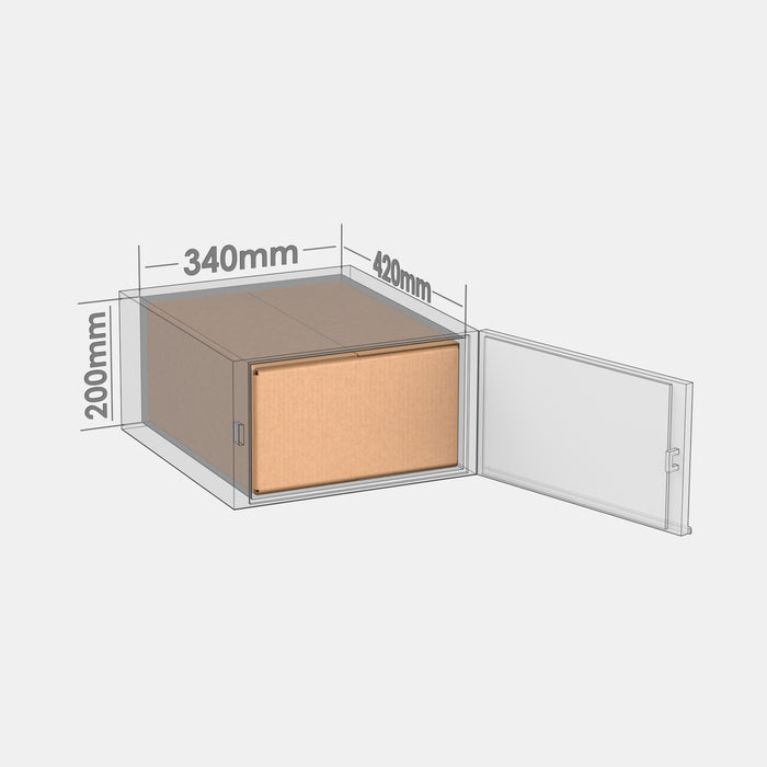 Smart Posti M 100% parcel locker box 410×330×360 mm – cardboard box placed in M-size parcel locker compartment