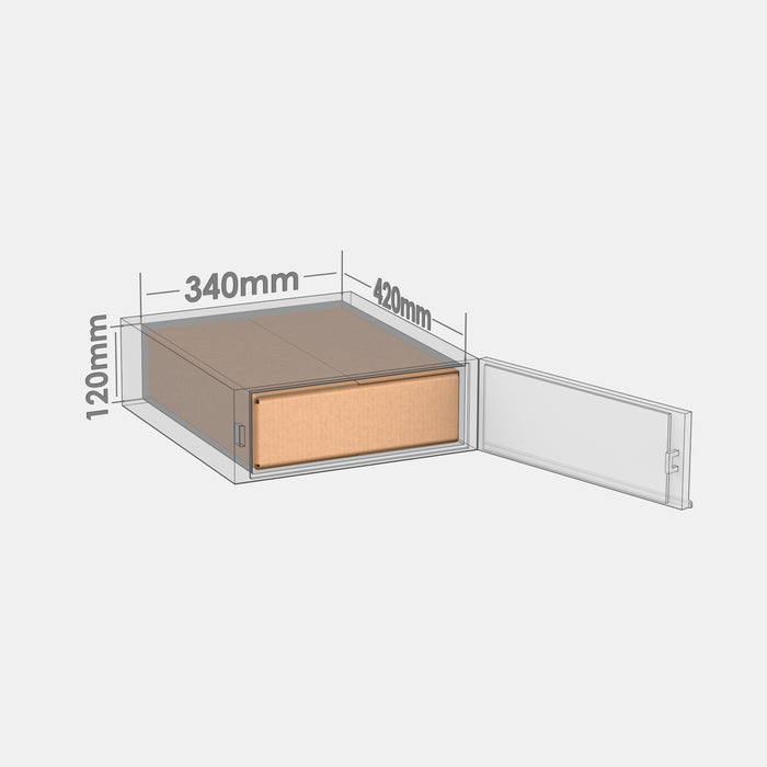 Smart Posti S 100% parcel locker box 410×330×110 mm – cardboard box placed in S-size parcel locker compartment