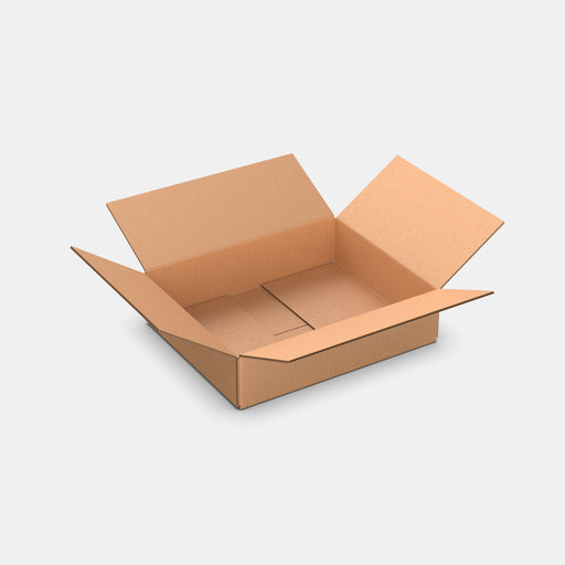 Smart Posti S 100% parcel locker box 410×330×110 mm – open cardboard box on white background