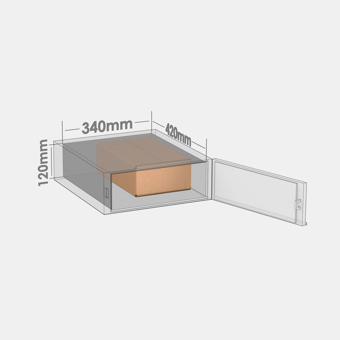 Smart Posti S 50% parcel locker box 210×330×110 mm – cardboard box placed in half of an S-size parcel locker compartment