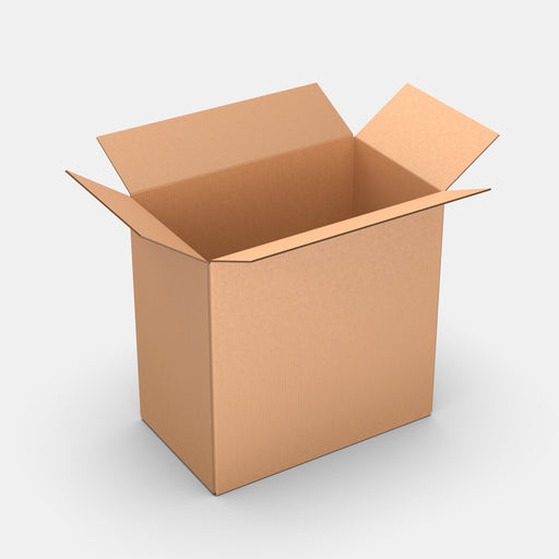Smart Posti XL 100% parcel locker box 590×350×590 mm – open cardboard box on white background