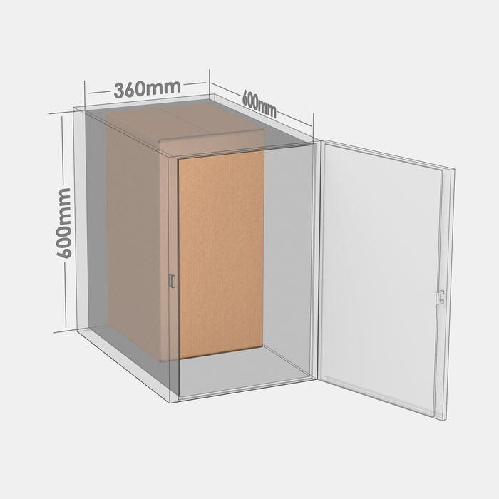 Smart Posti XL 50% parcel locker box 300×350×590 mm – cardboard box placed in half of an XL-size parcel locker compartment