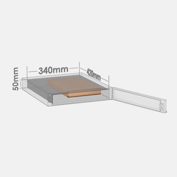 Smart Posti XS 50% parcel locker box 210×330×40 mm – cardboard box placed in half of an XS-size parcel locker compartment