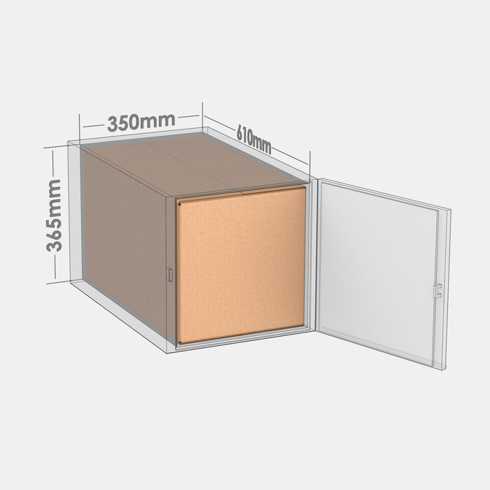 Unisend L 100% parcel locker box 600×340×355 mm – cardboard box placed in L-size parcel locker compartment