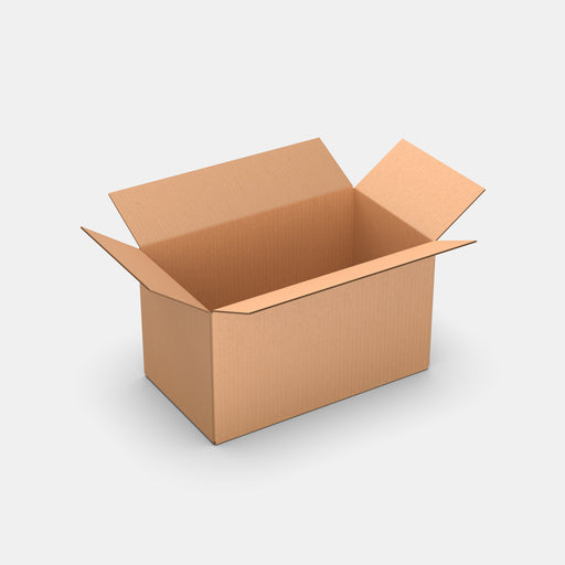 Unisend L 100% parcel locker box 600×340×355 mm – open cardboard box on white background