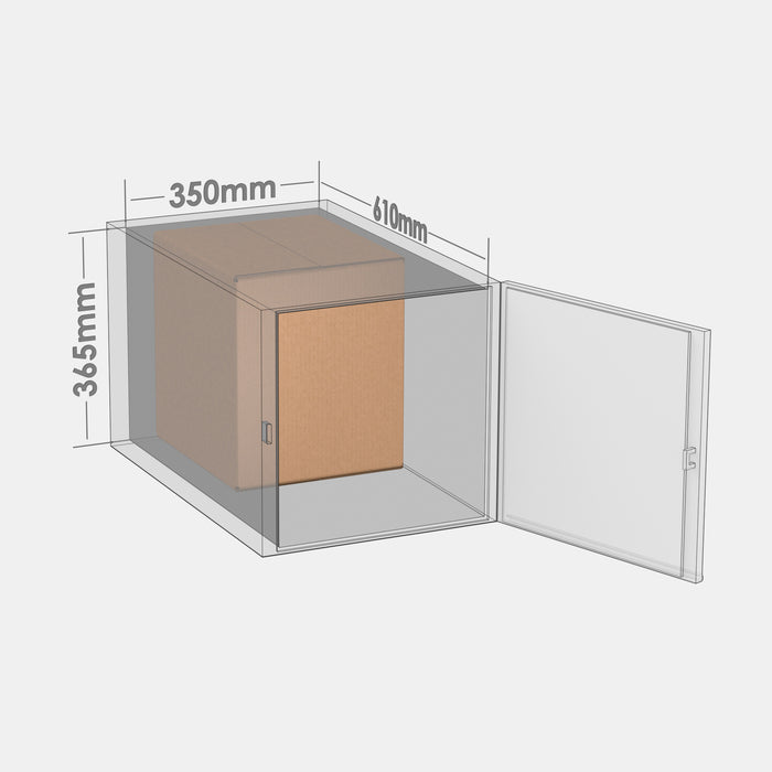 Unisend L 50% parcel locker box 300×340×355 mm – cardboard box placed in L-size parcel locker compartment