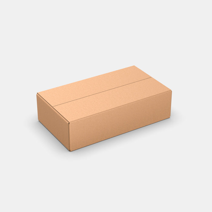 Unisend M 100% parcel locker box 600×340×165 mm – closed cardboard box on white background