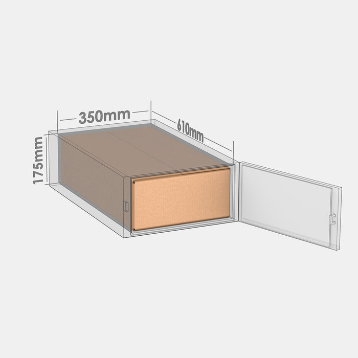 Unisend M 100% parcel locker box 600×340×165 mm – cardboard box placed in M-size parcel locker compartment