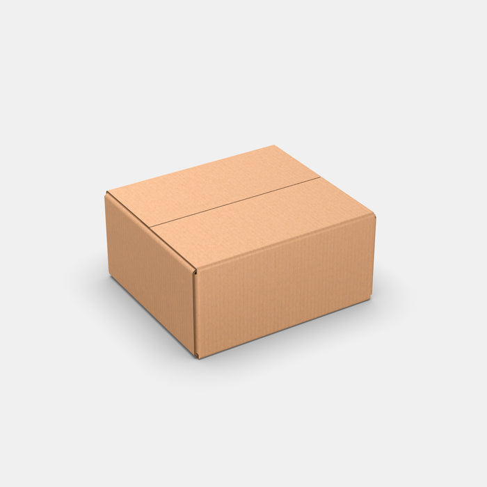 Unisend M 50% parcel locker box 300×340×165 mm – closed cardboard box on white background