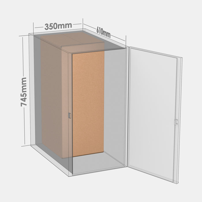 Unisend XL 70% parcel locker box 300×340×735 mm – cardboard box placed in XL-size parcel locker compartment
