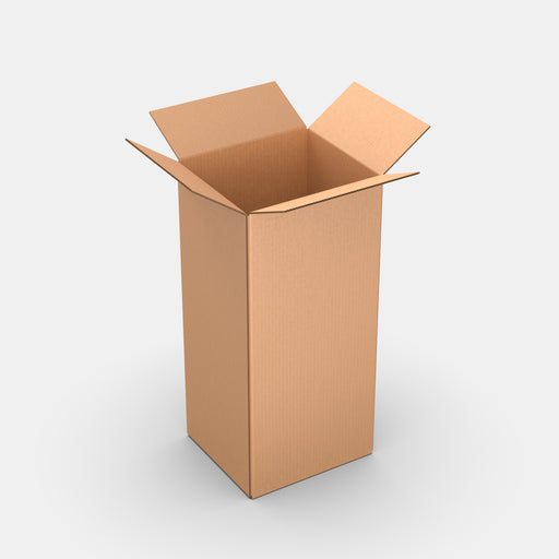 Unisend XL 70% parcel locker box 300×340×735 mm – open cardboard box on white background