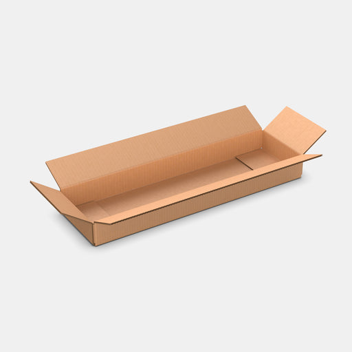 Unisend XS 100% parcel locker box 600×175×70 mm – open cardboard box on white background