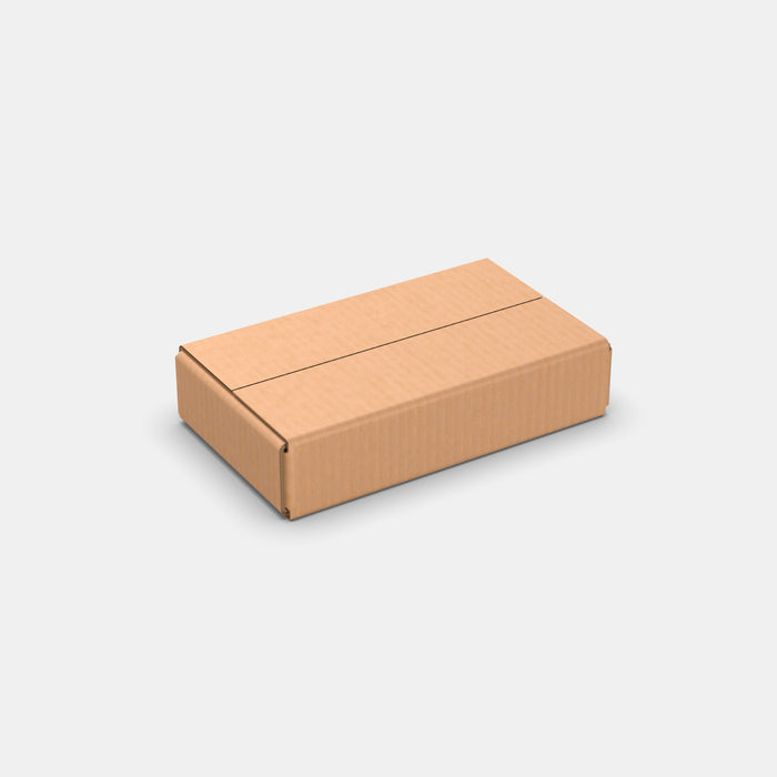 Unisend XS 50% parcel locker box 300×175×70 mm – closed cardboard box on white background