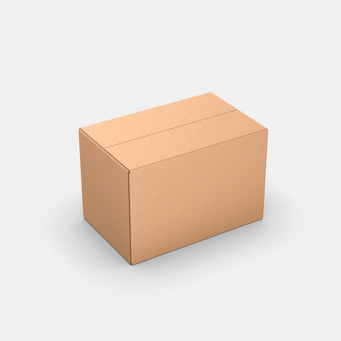Venipak L parcel locker box 600×380×390 mm – closed cardboard box on white background