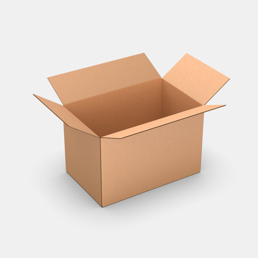 Venipak L parcel locker box 600×380×390 mm – open cardboard box on white background