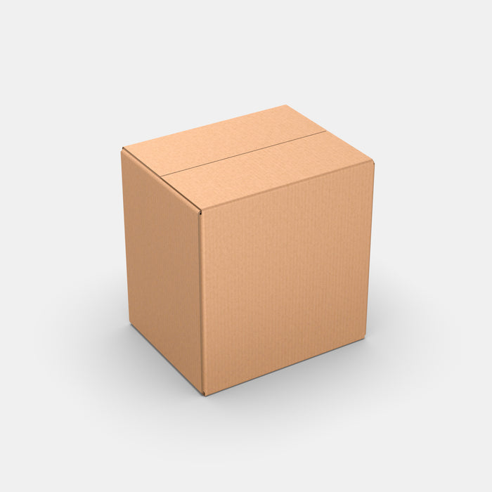 Venipak L 50% parcel locker box 300×380×390 mm – closed cardboard box on white background