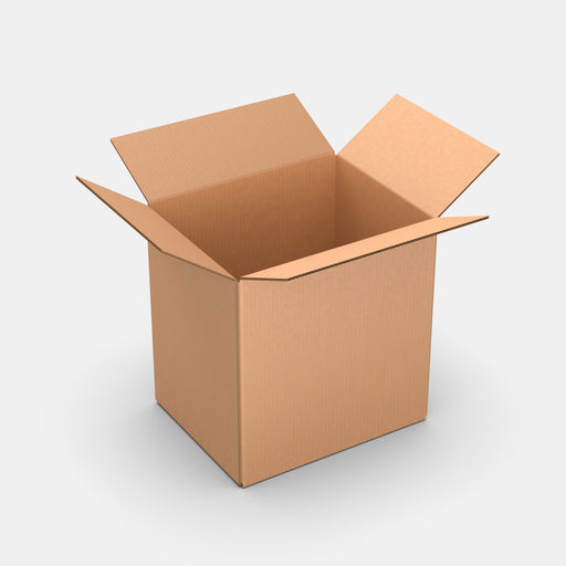 Venipak L 50% parcel locker box 300×380×390 mm – open cardboard box on white background