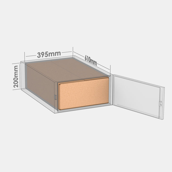 Venipak M parcel locker box 600×380×190 mm – cardboard box placed in M-size parcel locker compartment