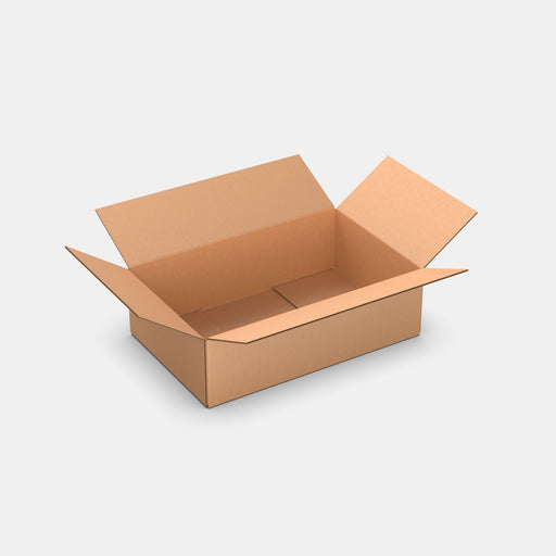 Venipak M parcel locker box 600×380×190 mm – open cardboard box on white background