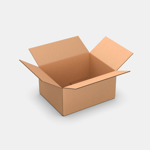 Venipak M 50% parcel locker box 300×380×190 mm – open cardboard box on white background
