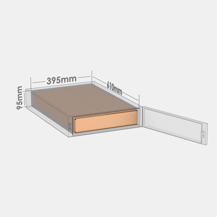 Venipak S parcel locker box 600×380×85 mm – cardboard box placed in S-size parcel locker compartment