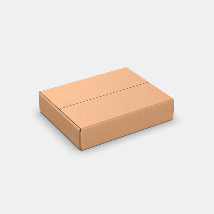 Venipak S 50% parcel locker box 300×380×85 mm – closed cardboard box on white background